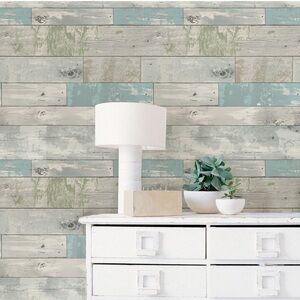 NuWallpaper Multi-Color Beachwood Peel and Stick Wallpaper NEW 2 packages